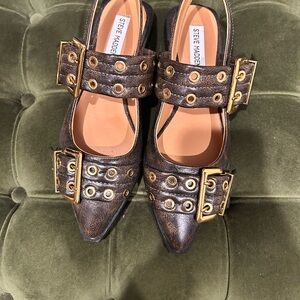 Steve Madden Chocolate Brown Buckle Slingback Women's Shoes